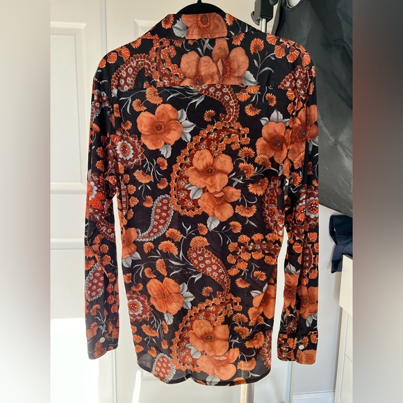 Vintage 70s Disco Paisley Floral Retro Button Down Shirt Whitehall Men's Medium - Picture 2 of 8